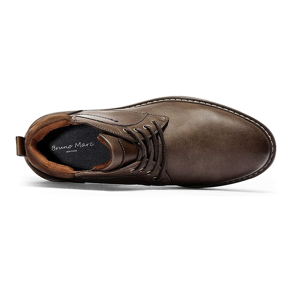 Men's Synthetic Leather Chukka Dress Boots - DARK BROWN - 2